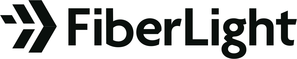 FiberLight logo in black and white.