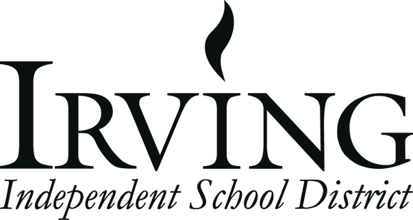 Irving Independent School District logo with a stylized flame design above the text.