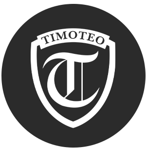 Timoteo logo in white on black Background
