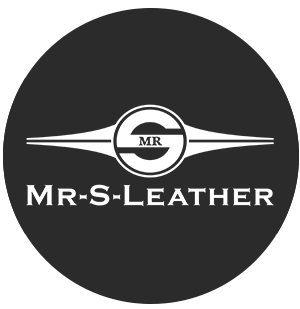 Logo for MR-S Leather featuring a circular emblem with 'MR' in the center and the brand name below.
