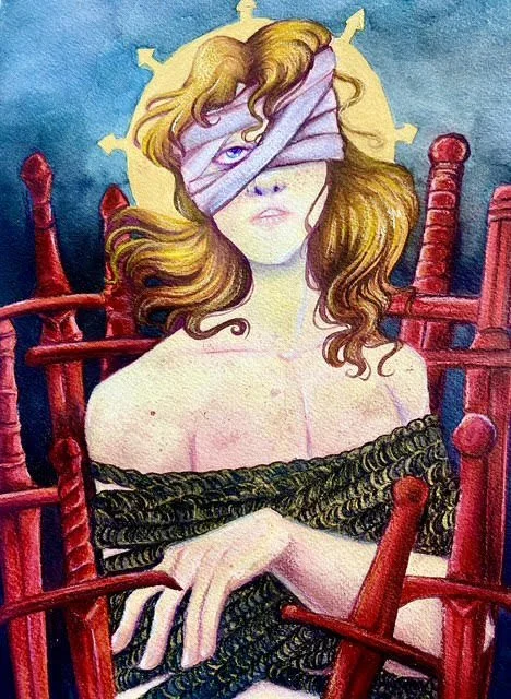 "8 of swords" watercolor 11 x 8.5