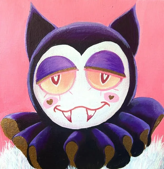 "Dopey Vampy" 6x6 canvas board