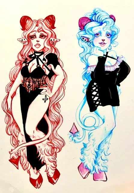 "Jezebel" micron, pens, colored pencils