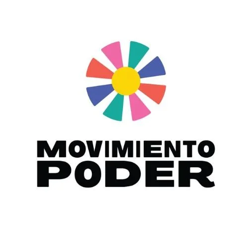 Colorful circle logo above the words "Movimiento Poder" in bold black text.
