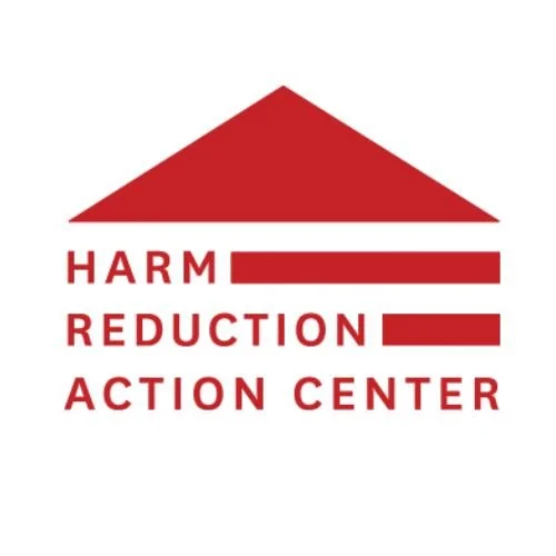 Logo of the Harm Reduction Action Center with a red triangle above the organization's name and horizontal bars representing progress.