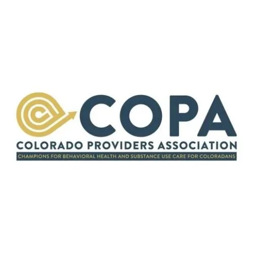 Logo of the Colorado Providers Association featuring a gold circular design with an arrow pointing right, and the words 'COPA' and 'Colorado Providers Association.'