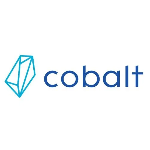 Logo of Cobalt featuring a blue geometric gemstone icon and the word 'cobalt' in lowercase blue letters.