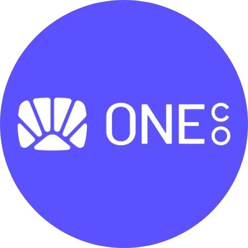 Blue circular logo with a stylized white shell graphic and the text 'ONE.org' in white.