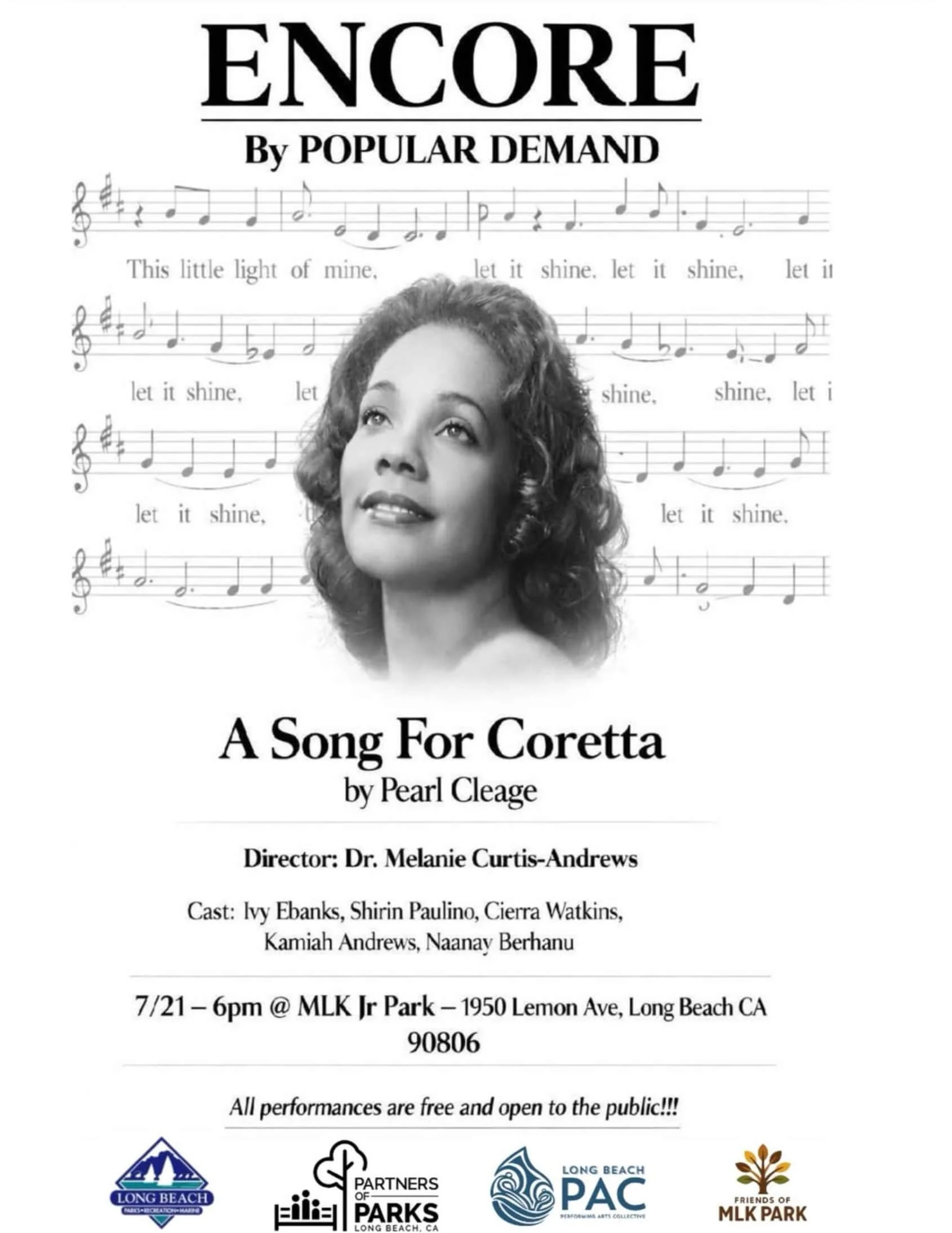 Encore Performance of A Song for Coretta Comes to MLK Park