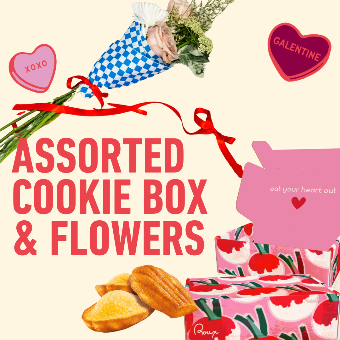 1/2 Dozen Assorted Cookie Box & Flowers