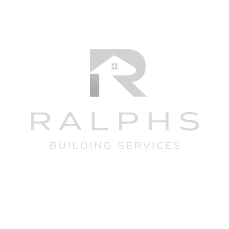 Logo for Ralphs Building Services featuring a stylized letter R with a house roof and window design.