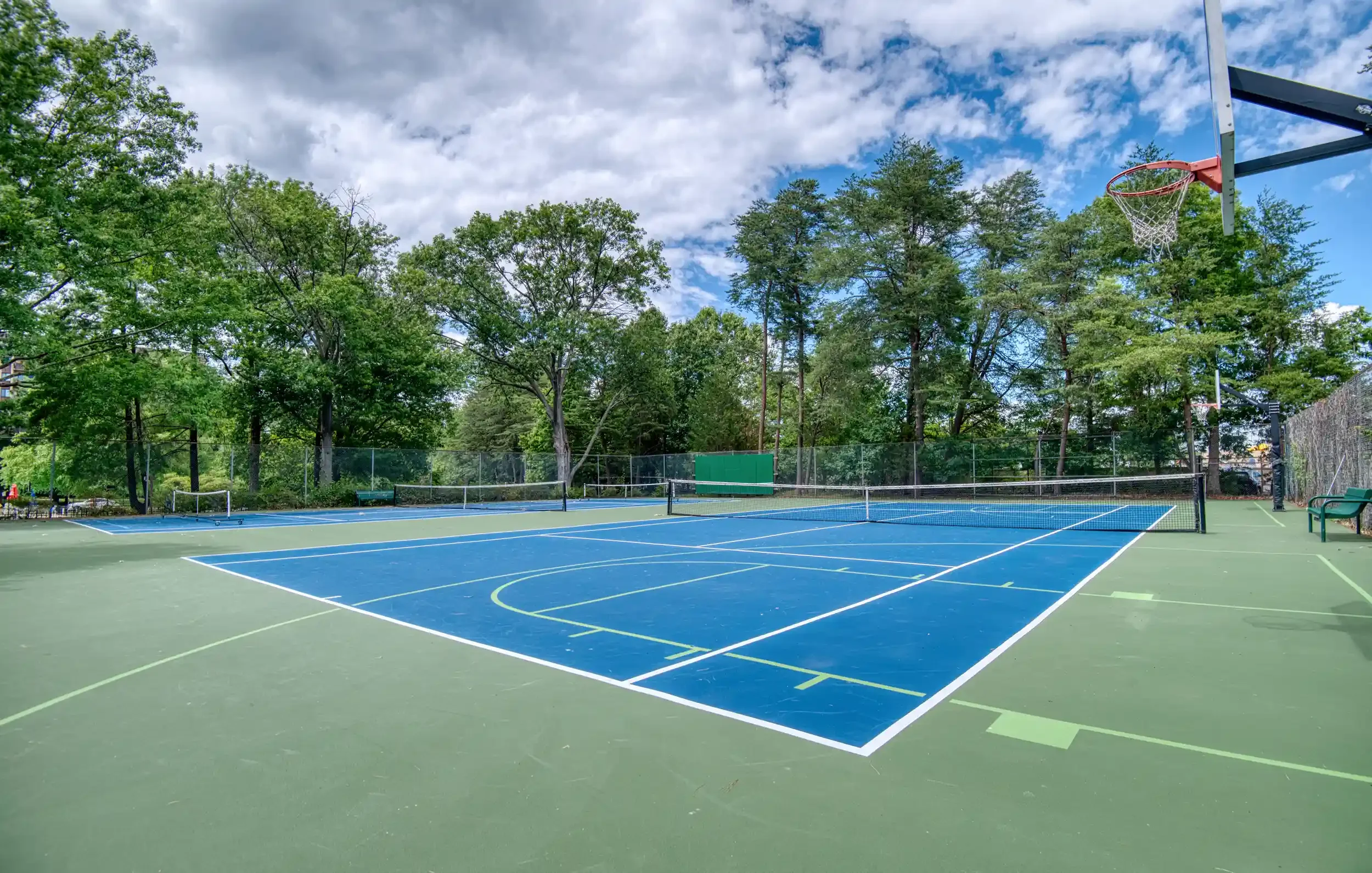 Basketball/Pickleball/Tennis Court (View 3) – The court is set beside woods, offering a peaceful place for a match.