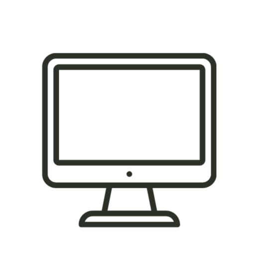 Icon of a computer monitor with a rectangular screen and a base.