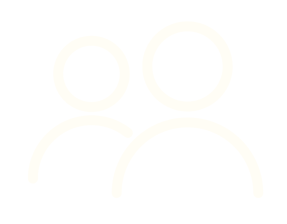 White outlined icon of two people on a black background.