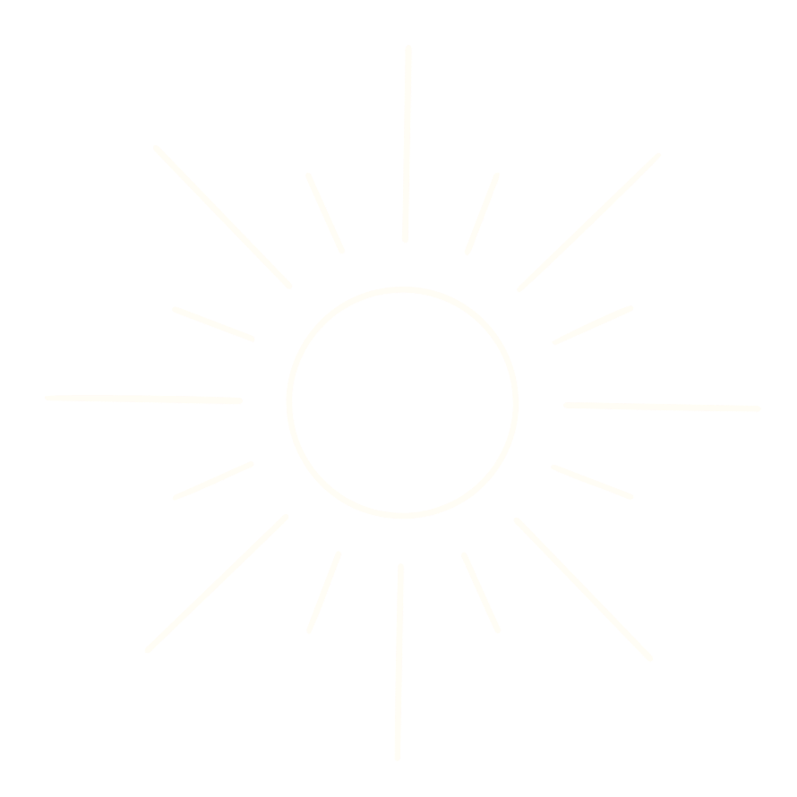 Simple line drawing of the sun with rays radiating outward.