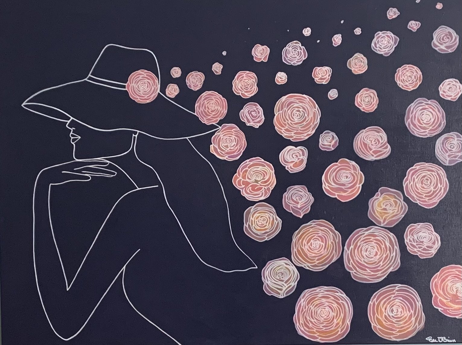 FLIRTING WITH THERESA” — COMMISSION, acrylic paint on 36x48 box canvas 