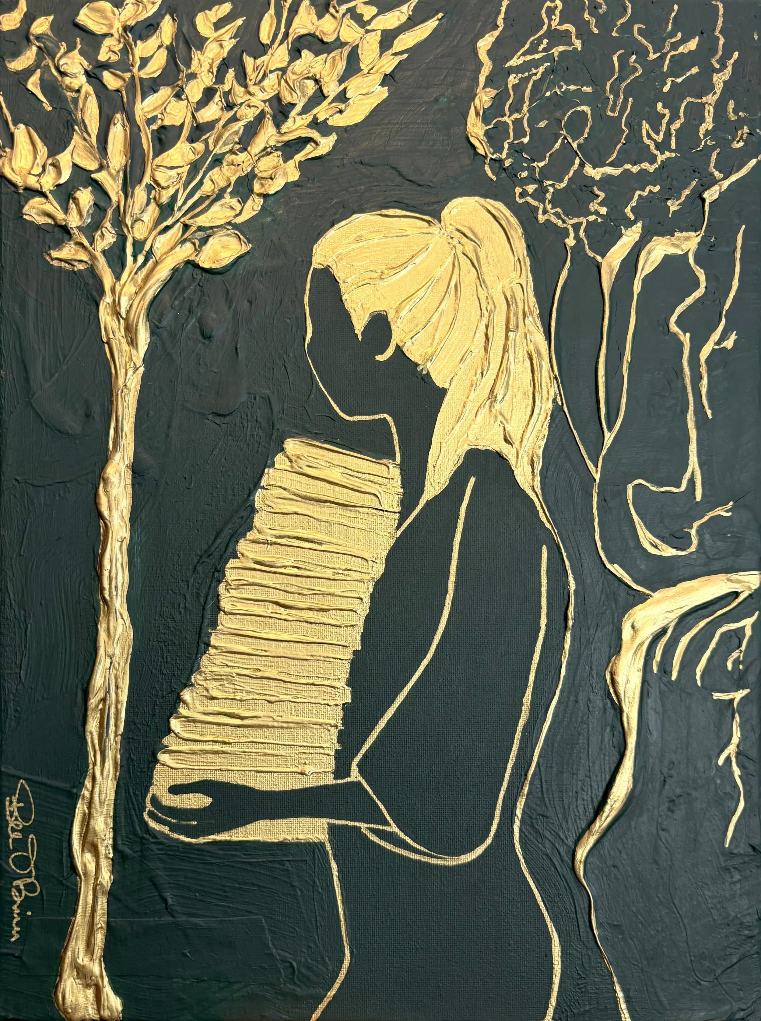 Reading is in her Nature (2026)
Series: DREAM
Acrylic on 16x20” Box Canvas
Beth Bruckner O’Brien
