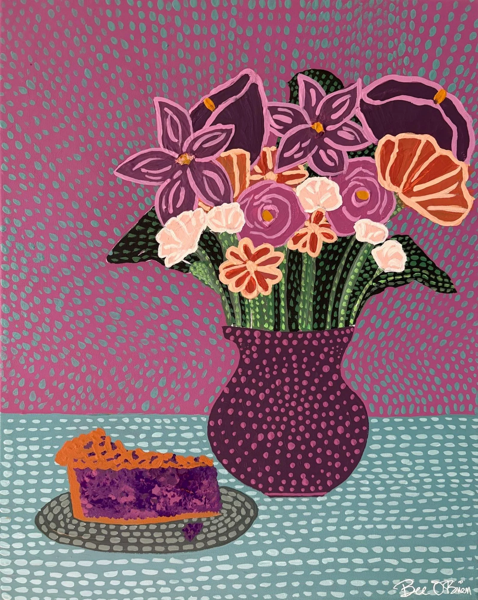 Berry Pie and Berry Blooms (2025)
Series: FLOW(ER)
Acrylic on 16”× 20" Box Canvas 
Beth Bruckner O’Brien

$600