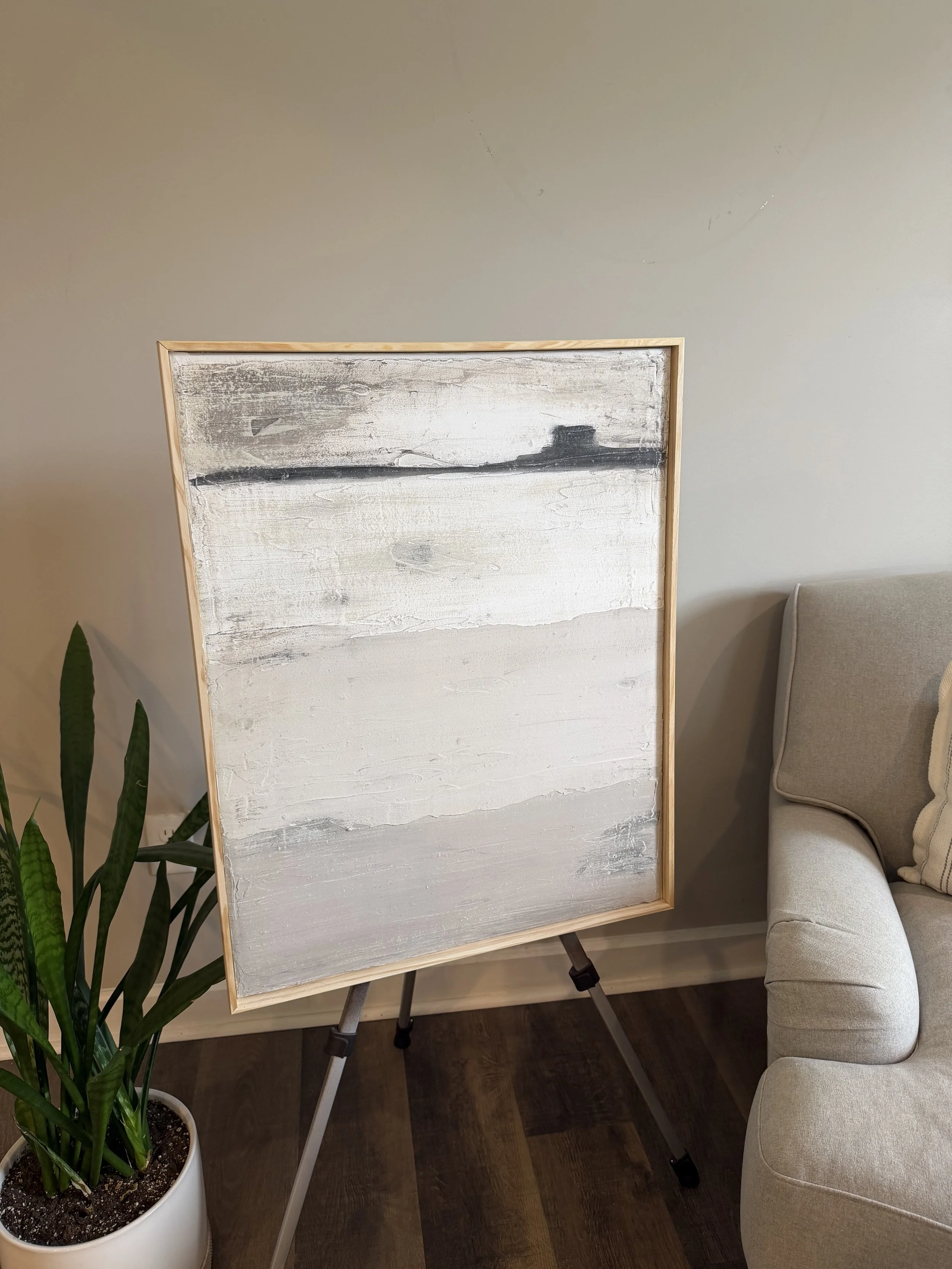 Taupe Abstract with Black Accents