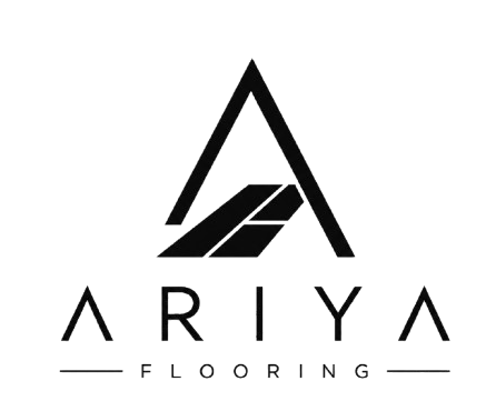 Logo for Ariya Flooring featuring a stylized letter 'A' with geometric lines and the company name beneath.