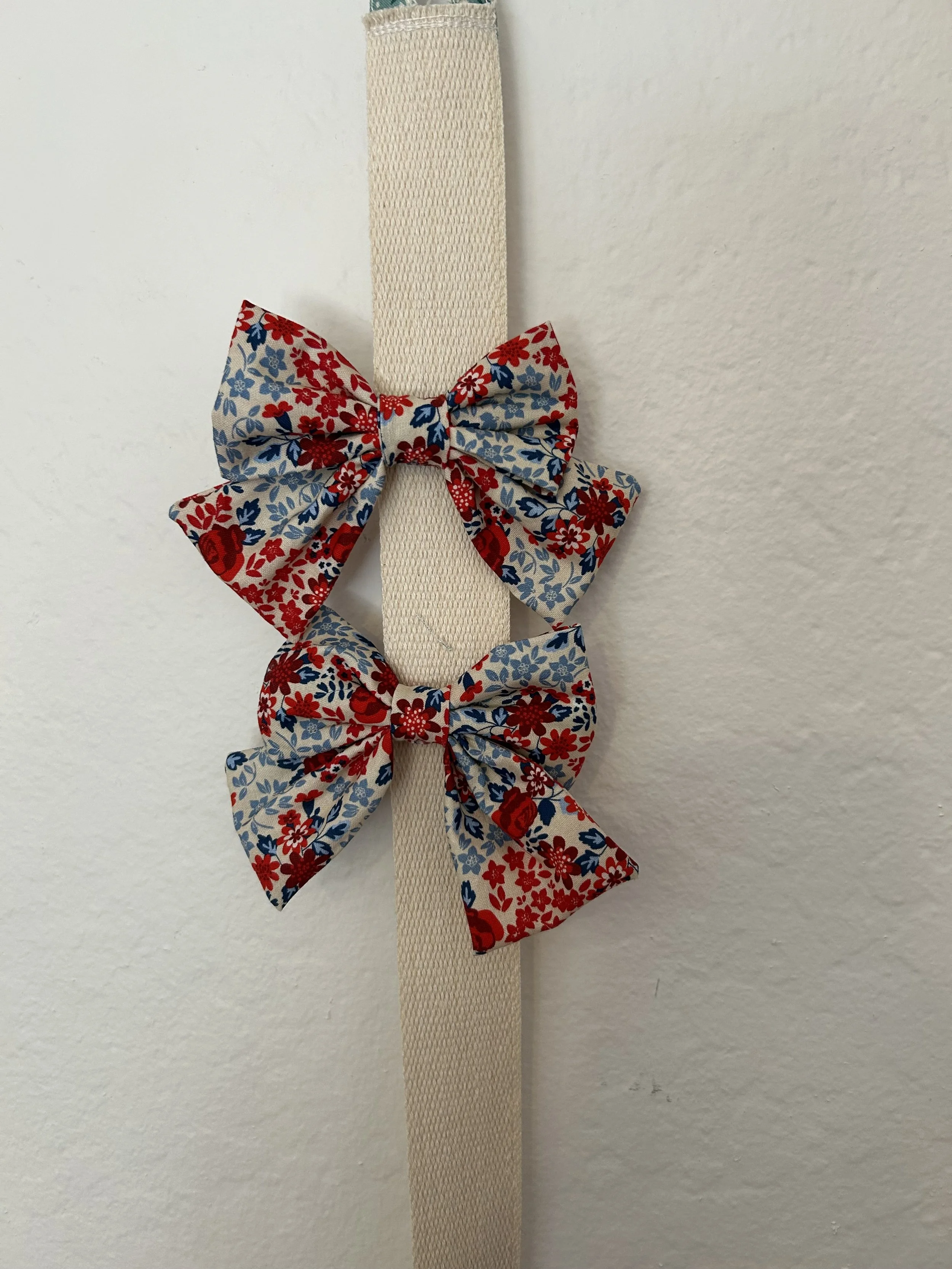 Red, white and blue hair bows