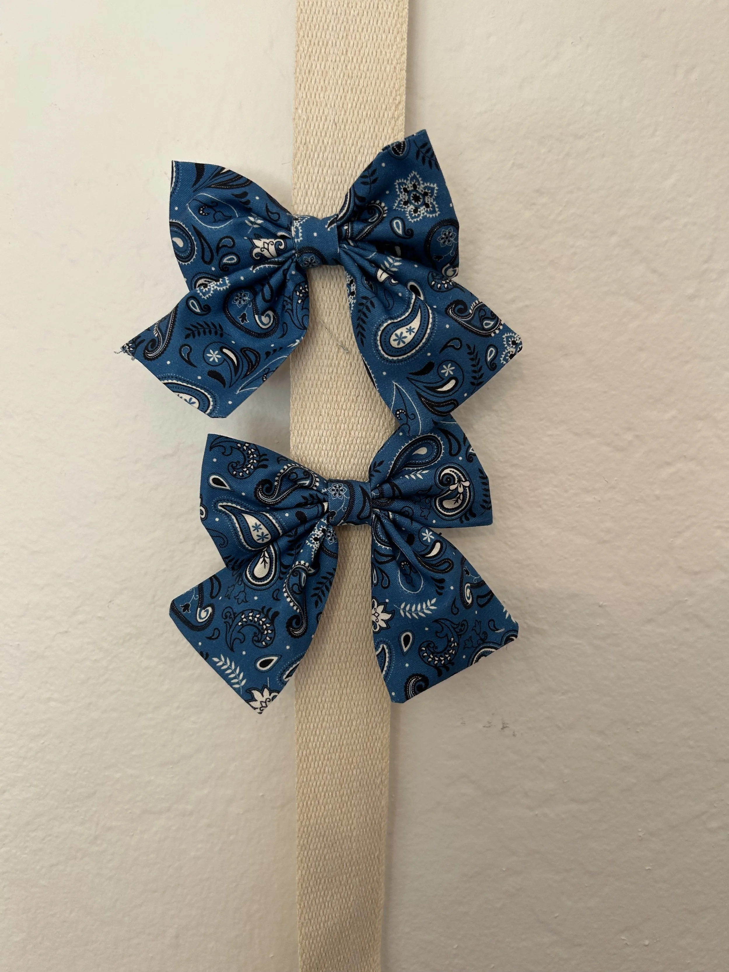 Dark Blue Paisley Hair bow