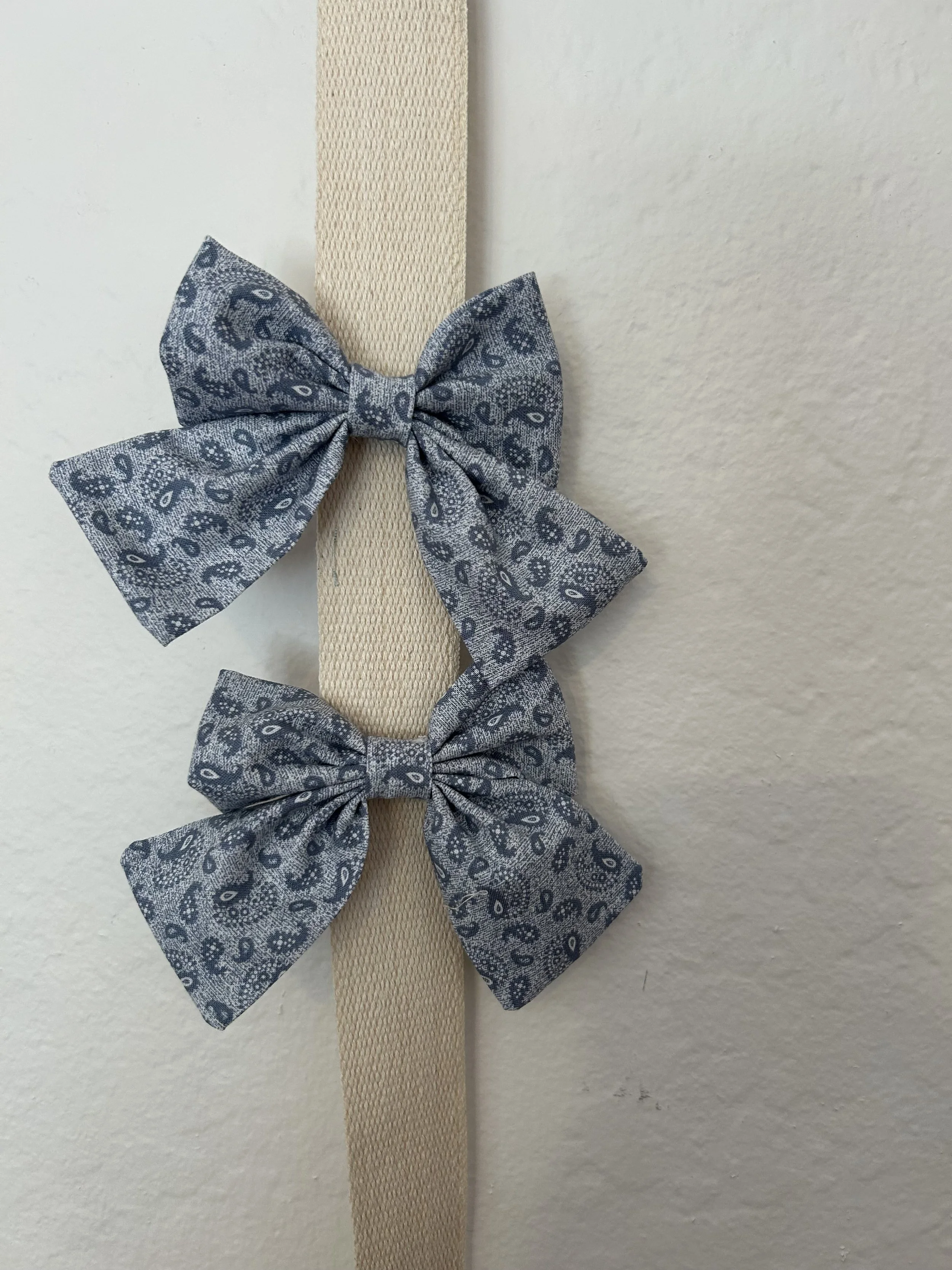 Light Blue Paisley Hairbow