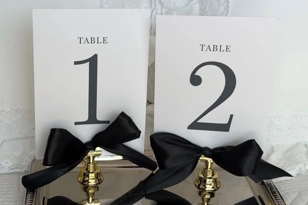 Satin Bow -  Table Number Card