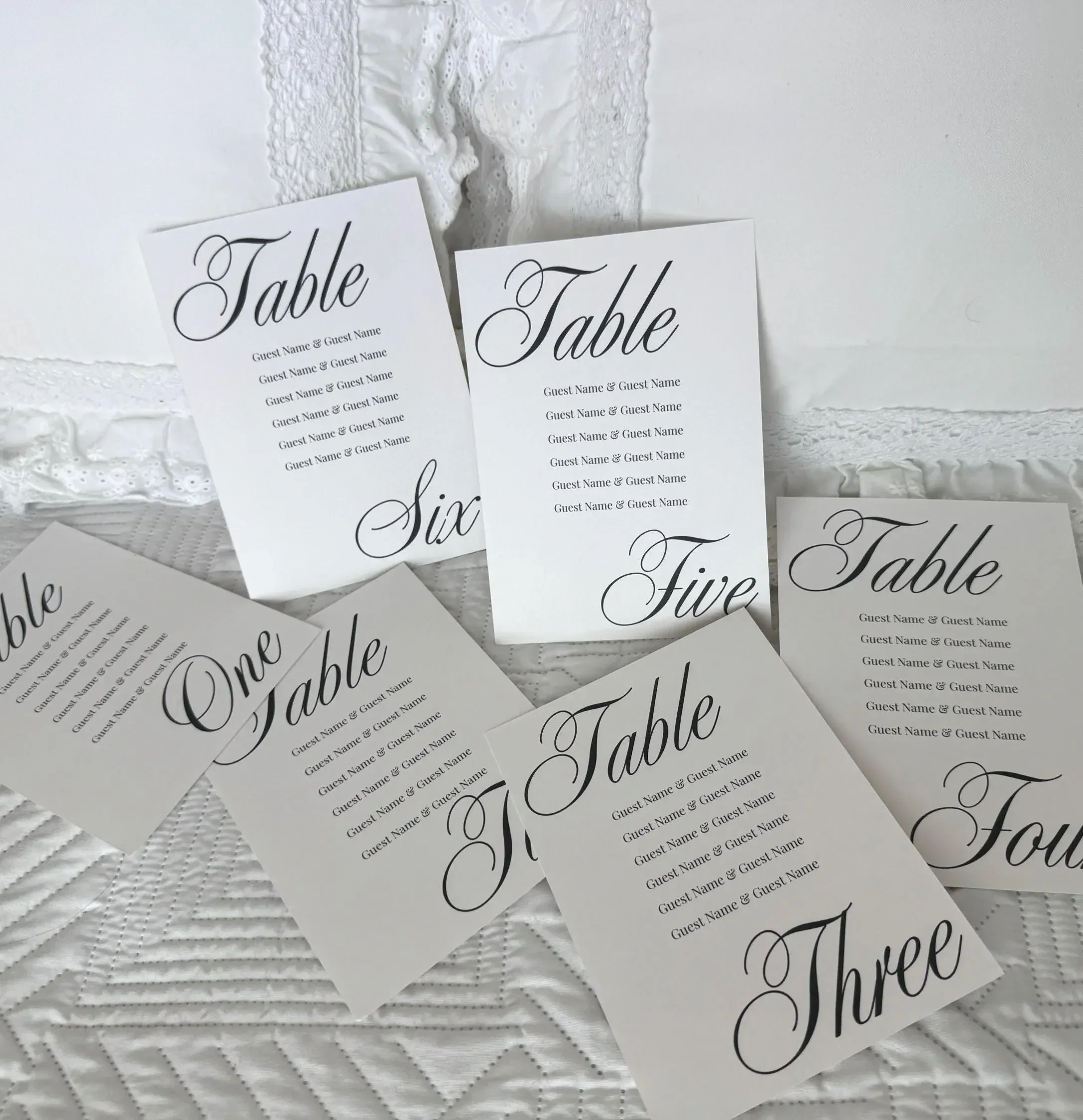 Classic Table Number Signs (Numbers spelled out)