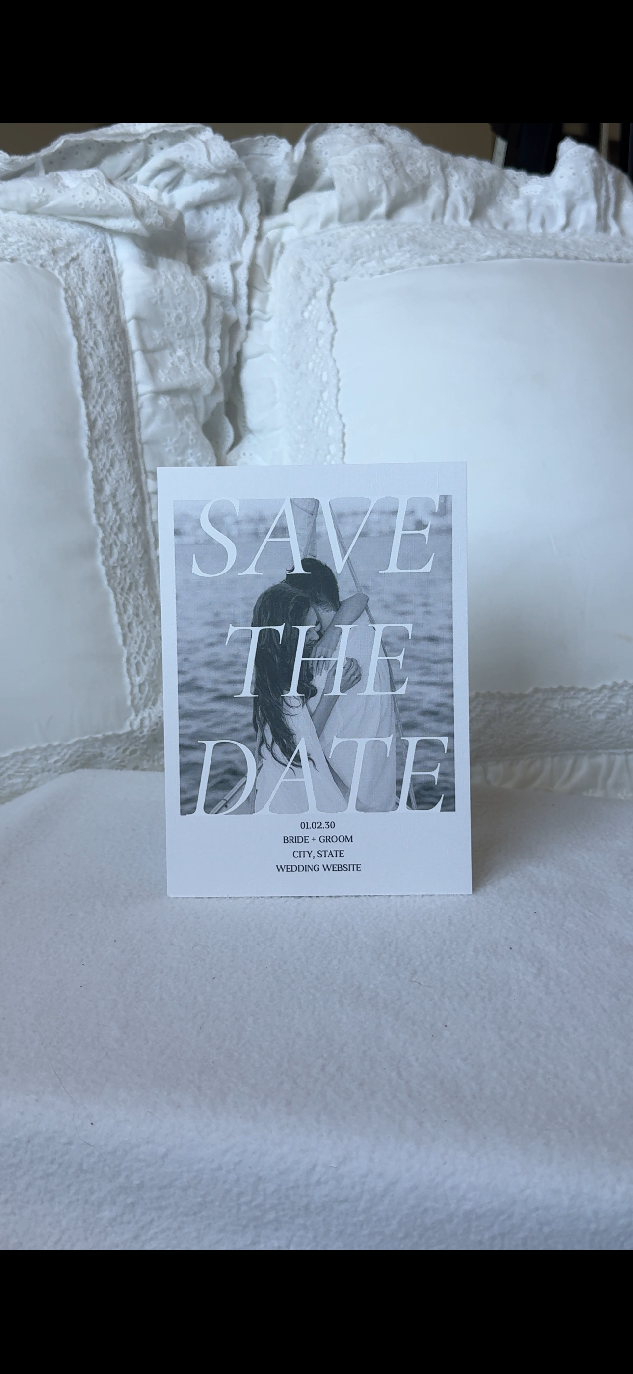 Personalized Photo Save the Date Cards | Linen 5x7 Wedding Stationery