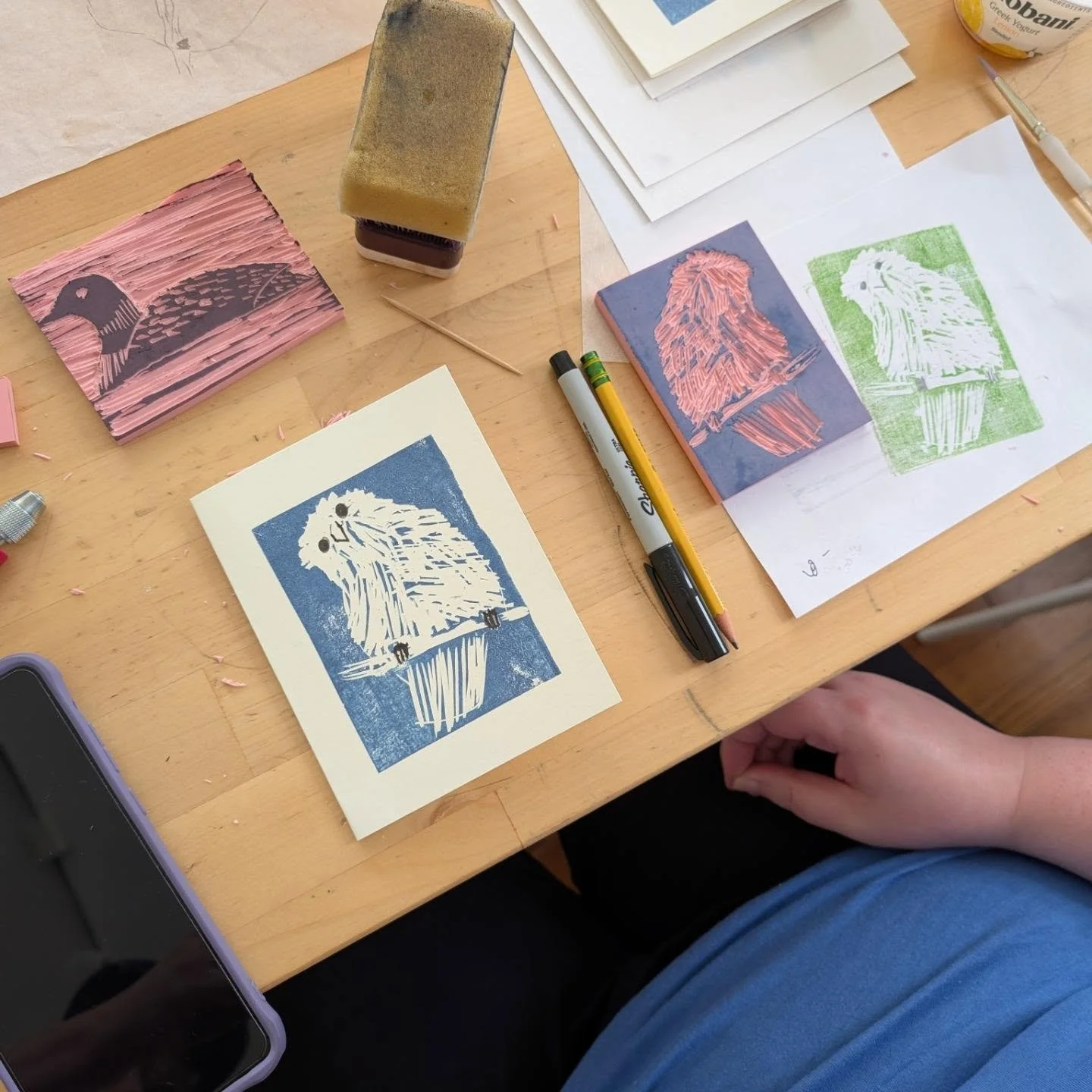 Check out the amazing block prints from my Birds class @craftstudies in White River Junction, VT. Upcoming classes include Fall Harvest and Holiday Cards. Stay tuned for registration details!