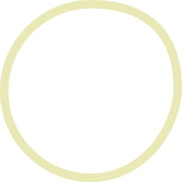 A black circle with a light green outline.