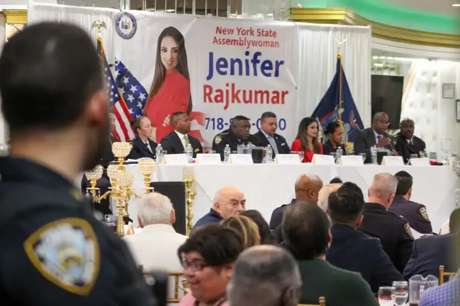 Rajkumar hosts public safety town hall in Woodhaven with NYPD leadership, Commissioner Caban
