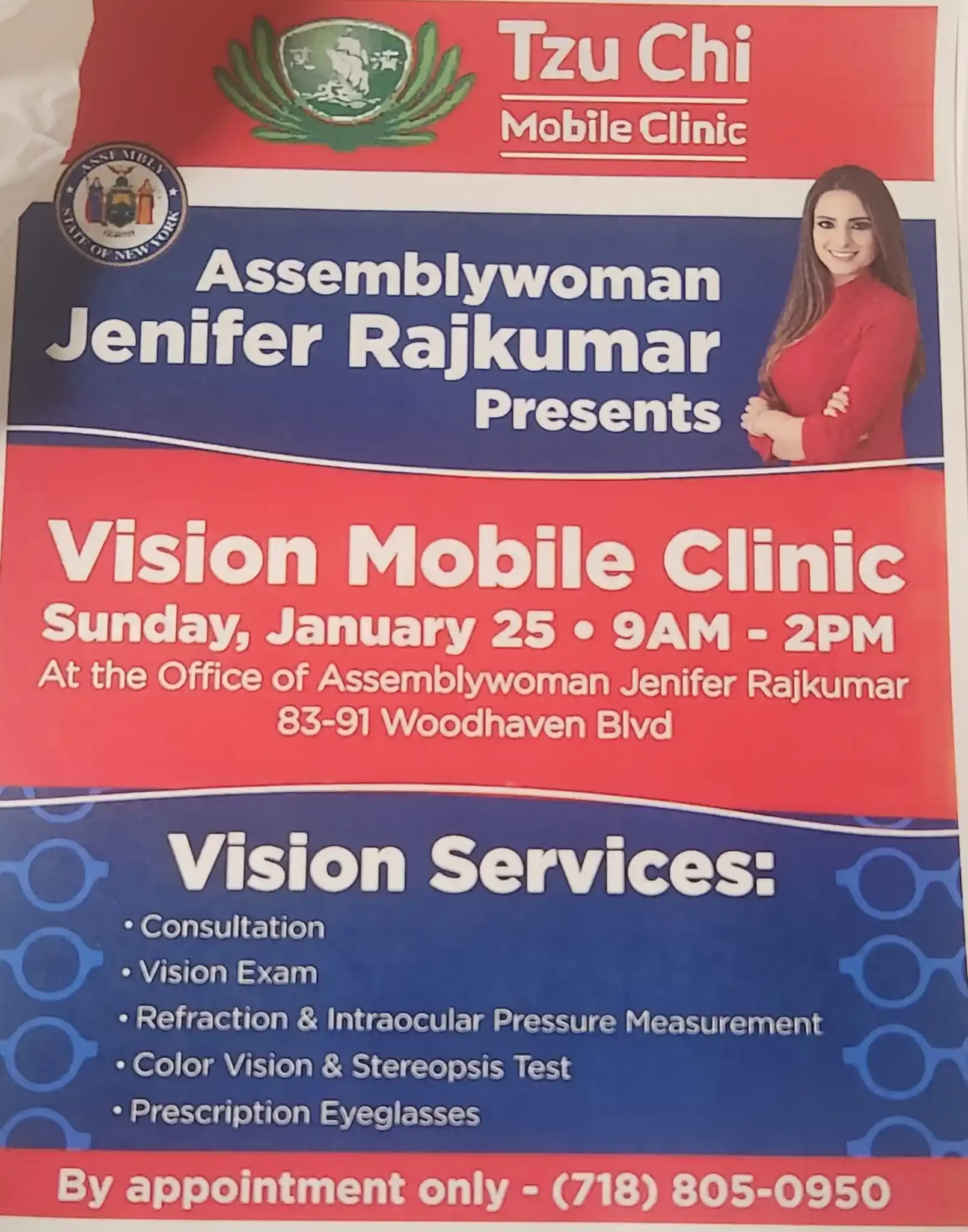 AM Rajkumar announces second free vision clinic and eyeglasses for constituents in Woodhaven