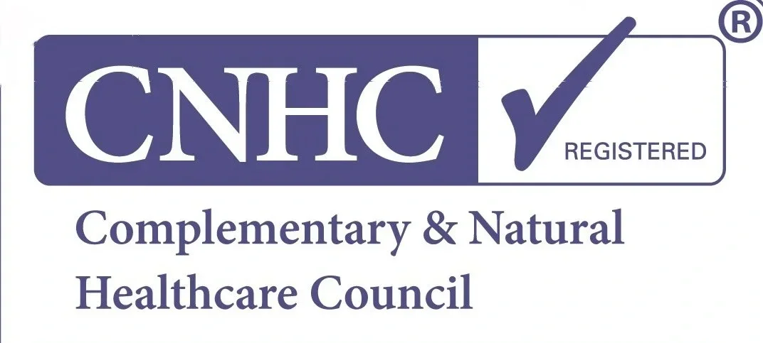 Official CNHC registered quality mark logo for the Complementary and Natural Healthcare Council, displaying a purple checkmark badge, confirming accredited professional standards for My Therapy Method.