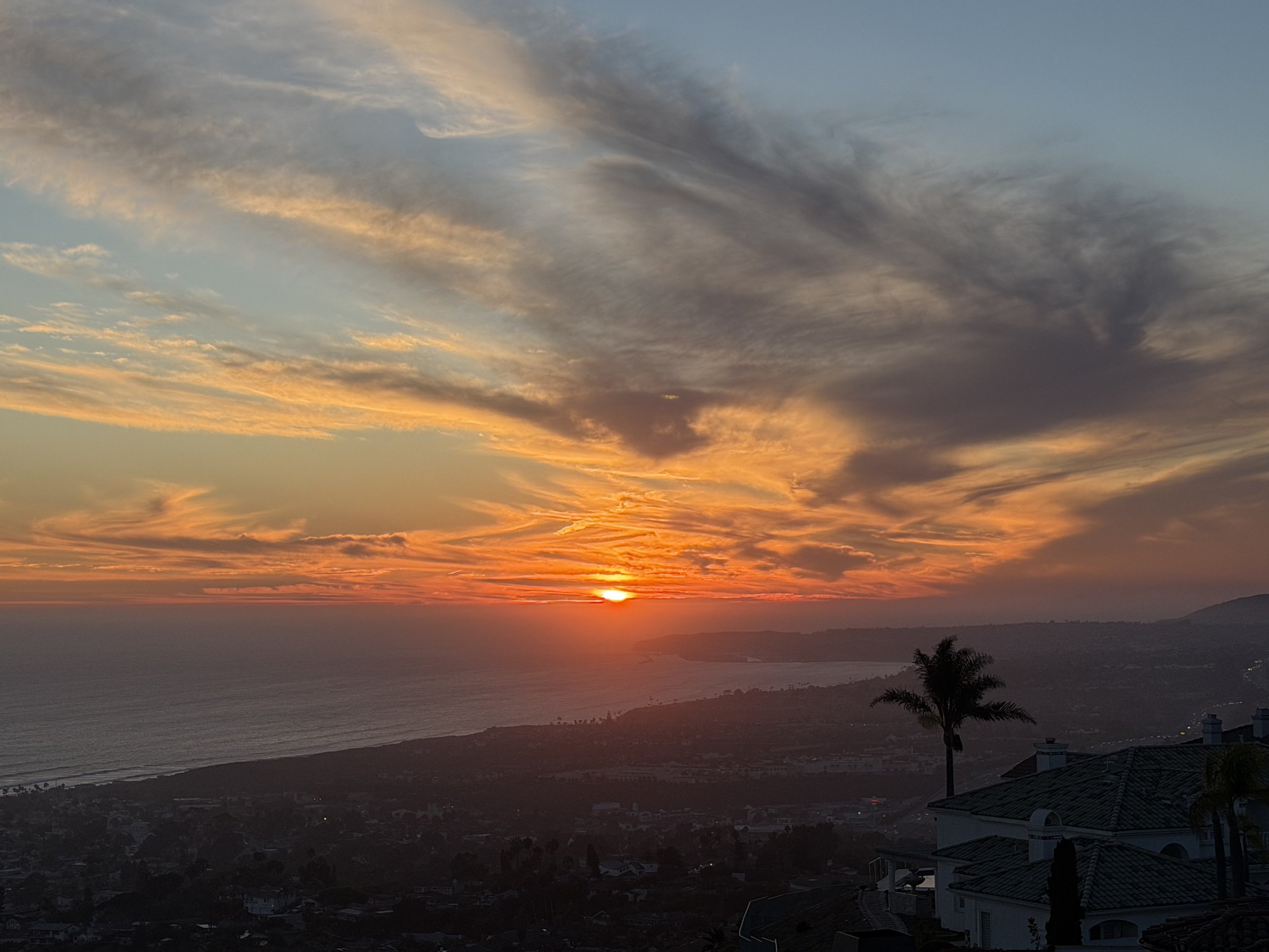 Dramatic Sunset over the Pacific Ocean over Dana Point, California.