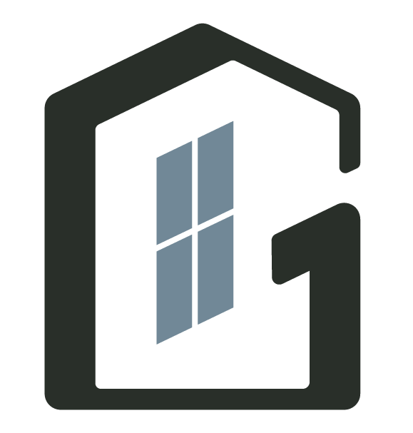 Garretson Glass logo icon of a house with a window on the front.