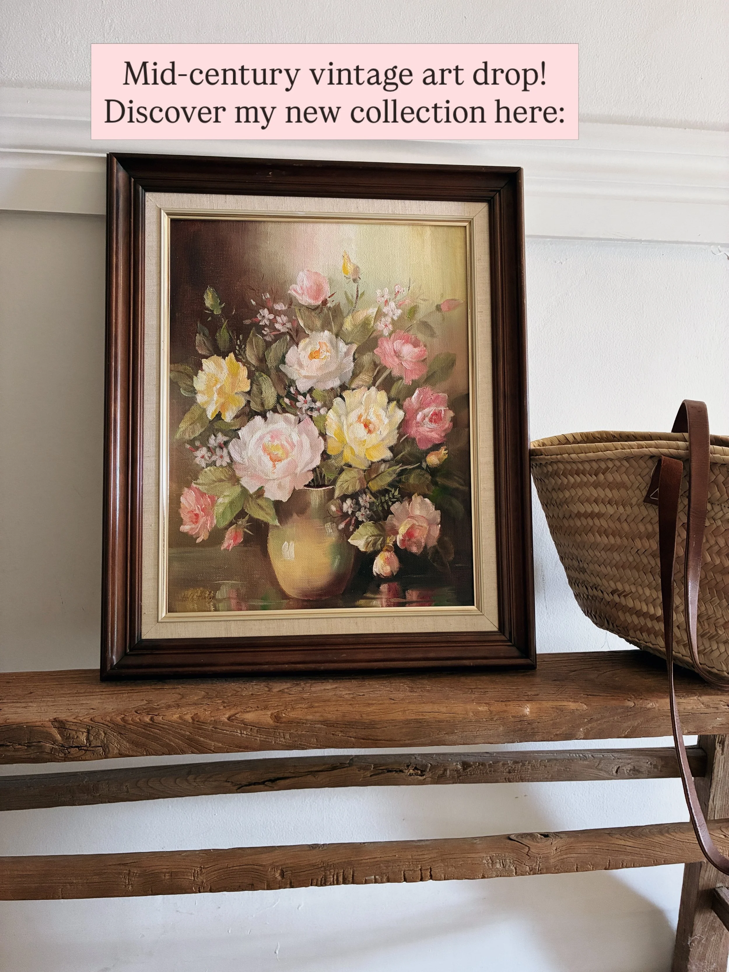 A mid-century mini drop of affordable vintage art!
Sometimes I can&rsquo;t possibly wait a whole week to show you new discoveries, so here are three great pieces all quite different but from the 70s &amp; 80s. Each have fabulous wooden frames and I c