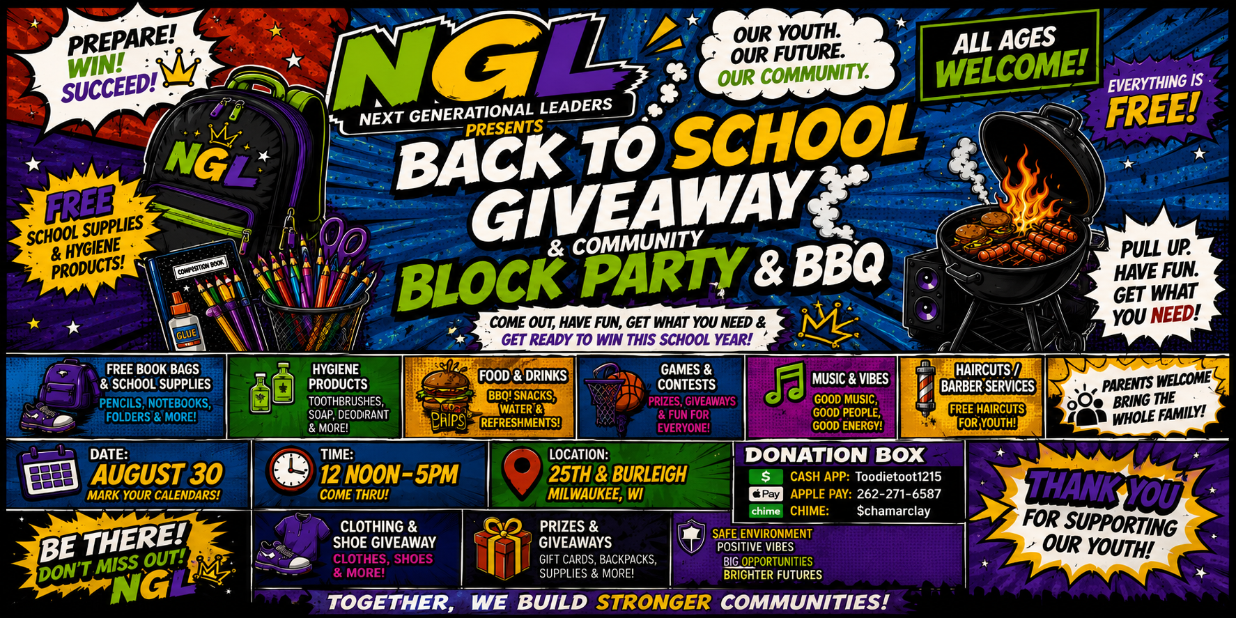 Back to School Giveaway + Community Block Party