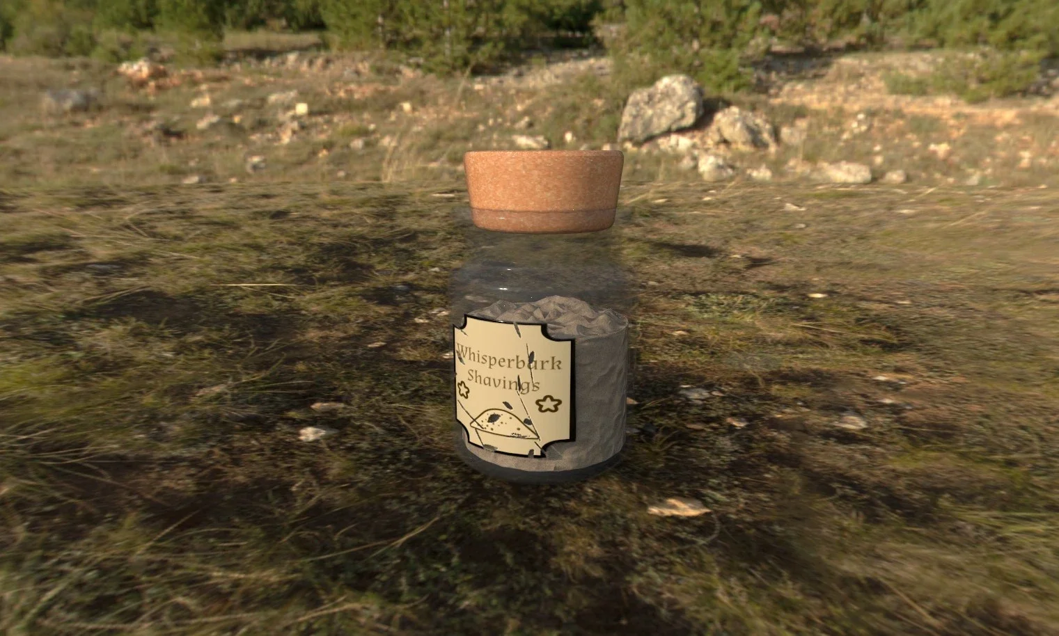 3D modeled glass jar with a cork