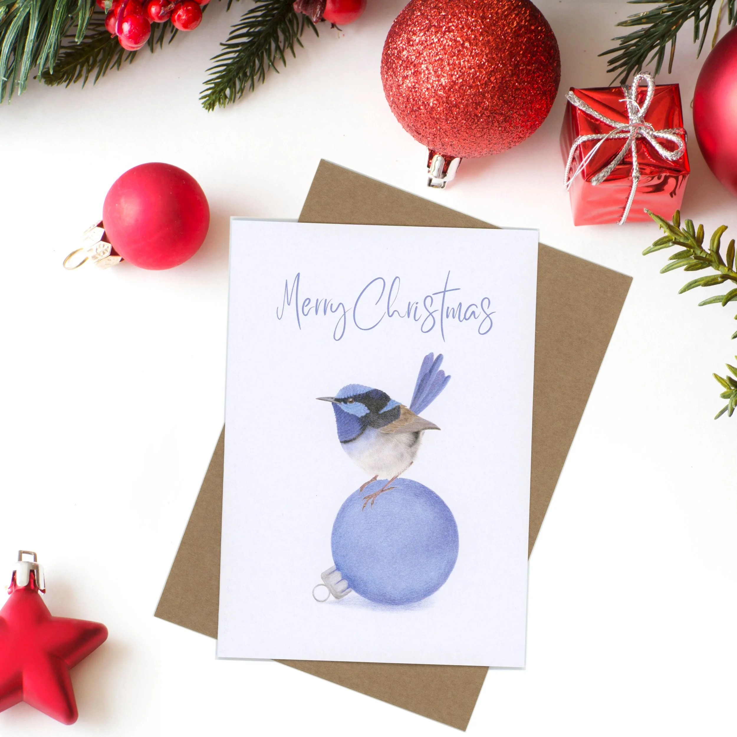 Superb fairy wren Christmas card