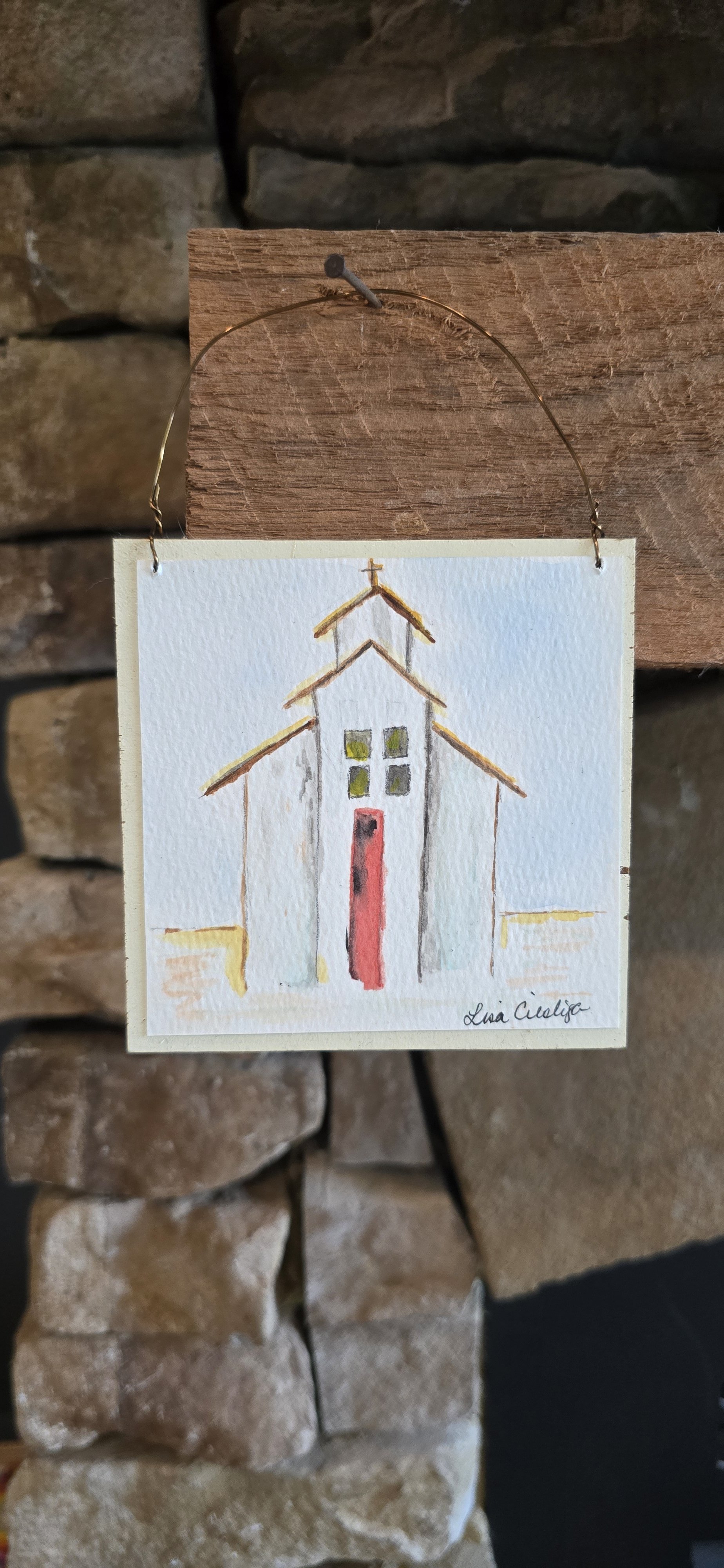Original Watercolor Mini Wall Hanging - by my sis (Lisa)