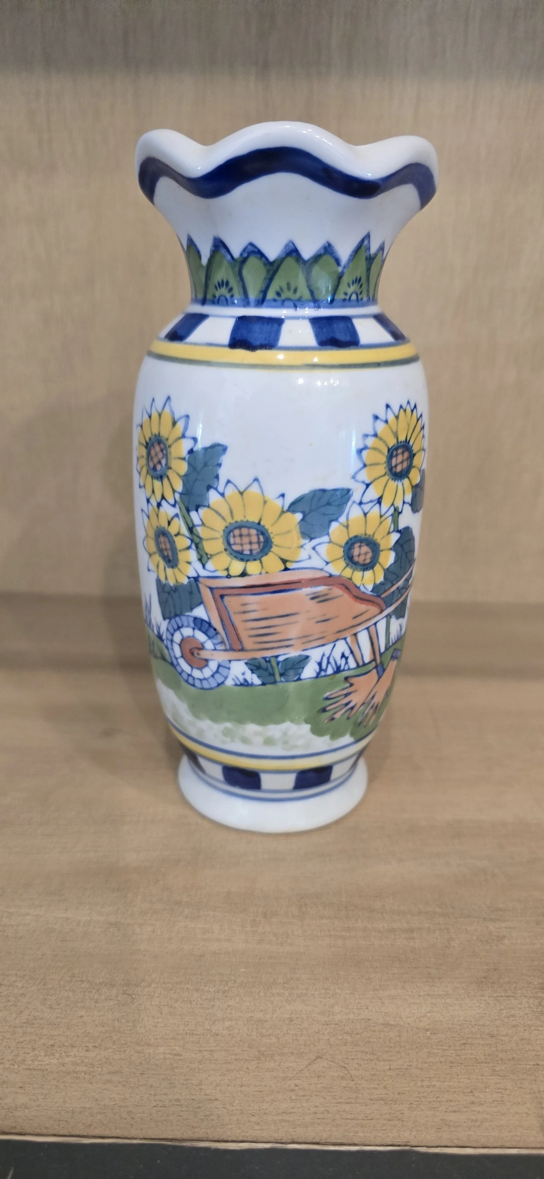 Vintage Sunflower Ceramic Vase from Japan