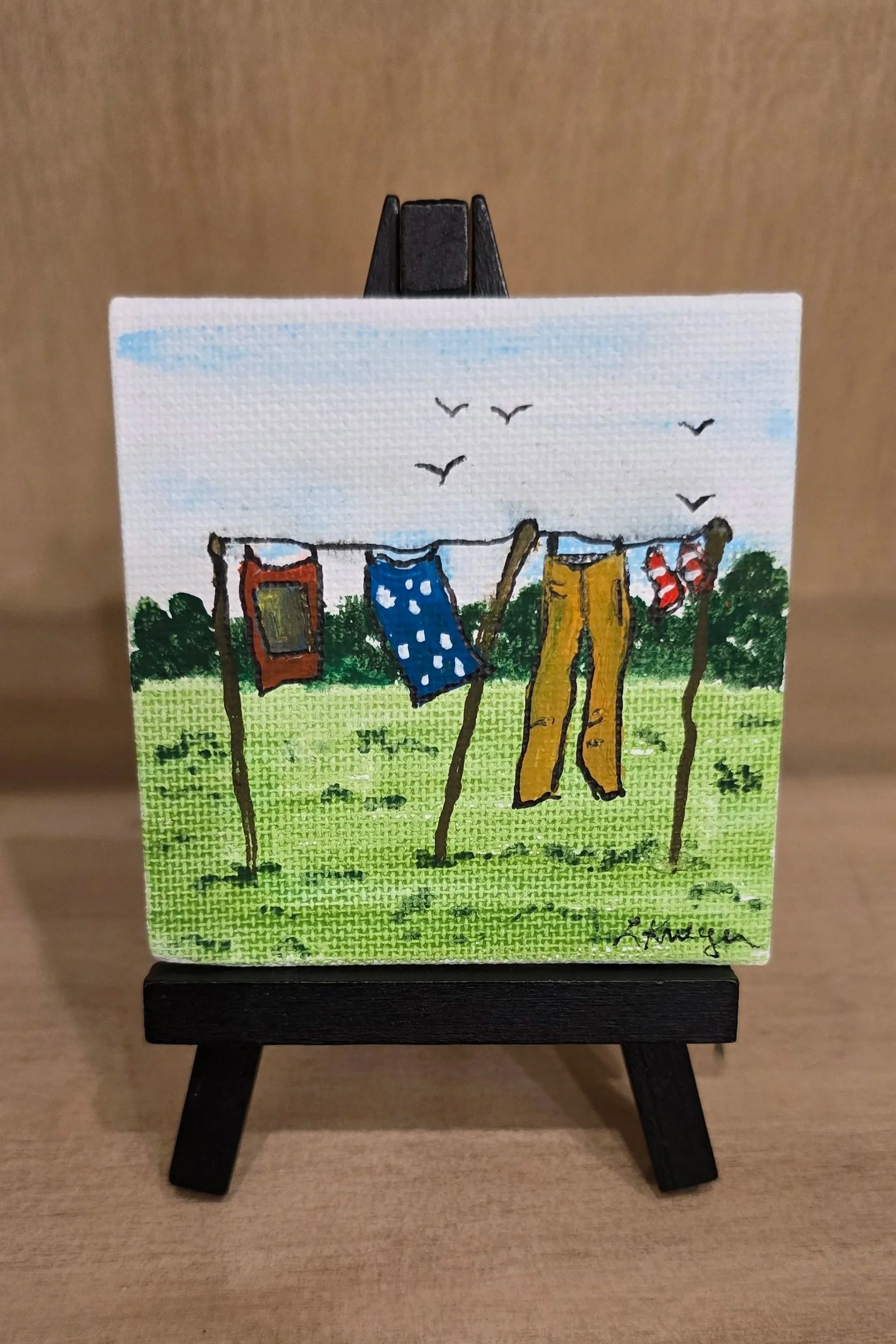 Original Mini Canvas Painting w/Easel (by my momma - Lyn Krueger)