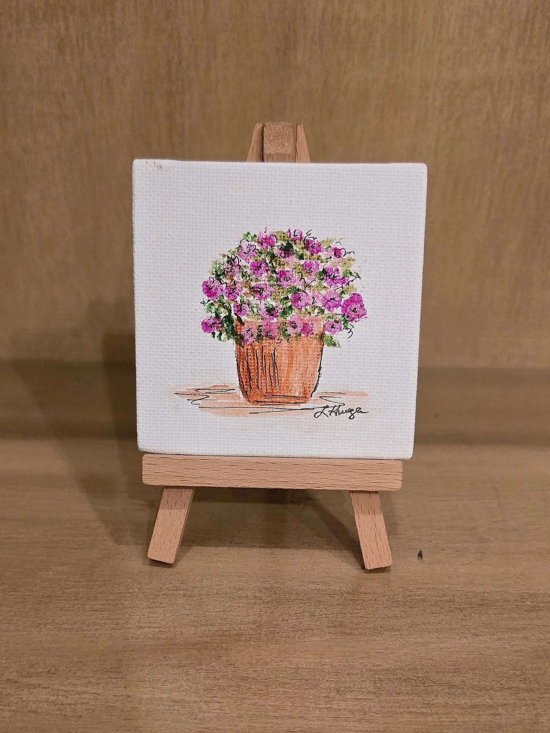 Original Mini Canvas Painting w/Easel (by my momma - Lyn Krueger)