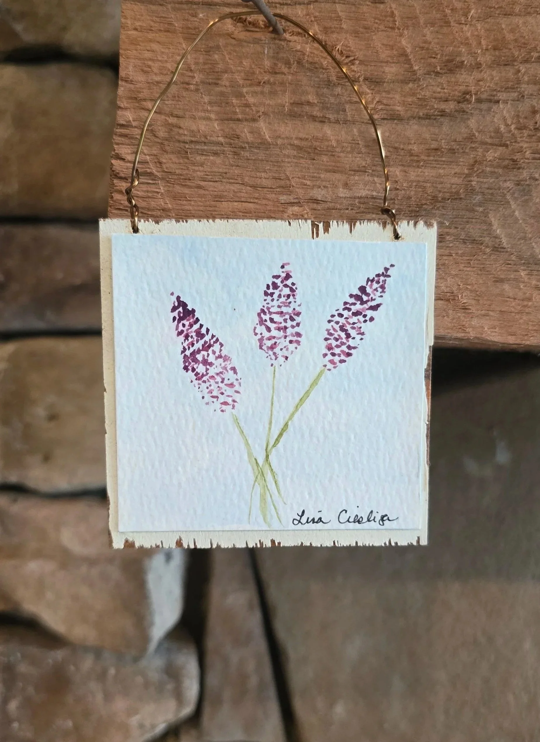 Original Watercolor Mini Wall Hanging - by my sis (Lisa)