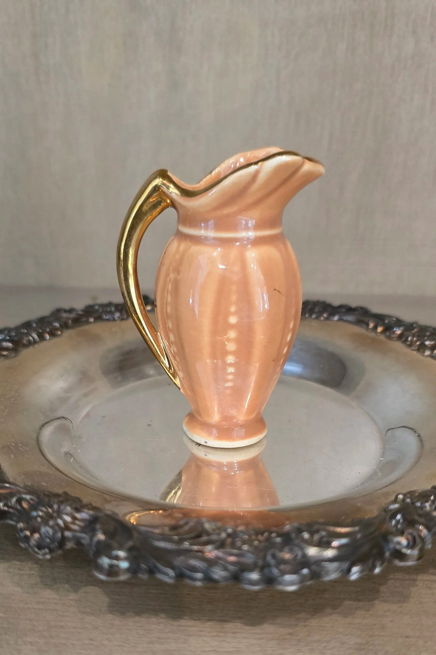 Mini Vintage Vase with Gold Trim