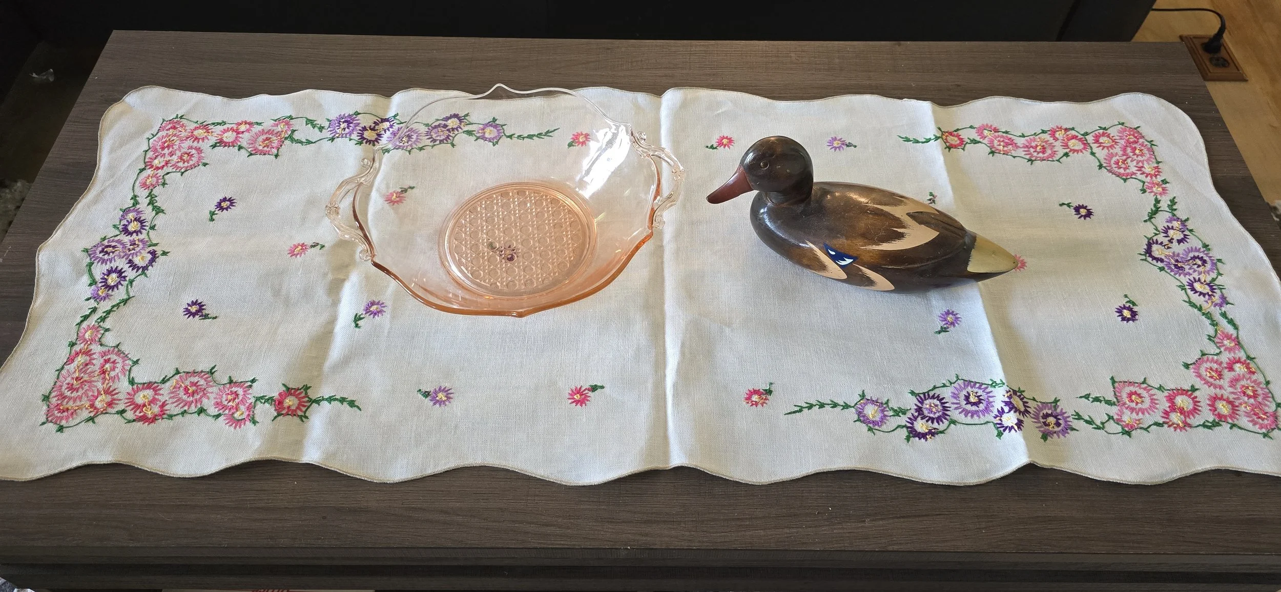 Needlepoint Vintage Floral Tablecloth