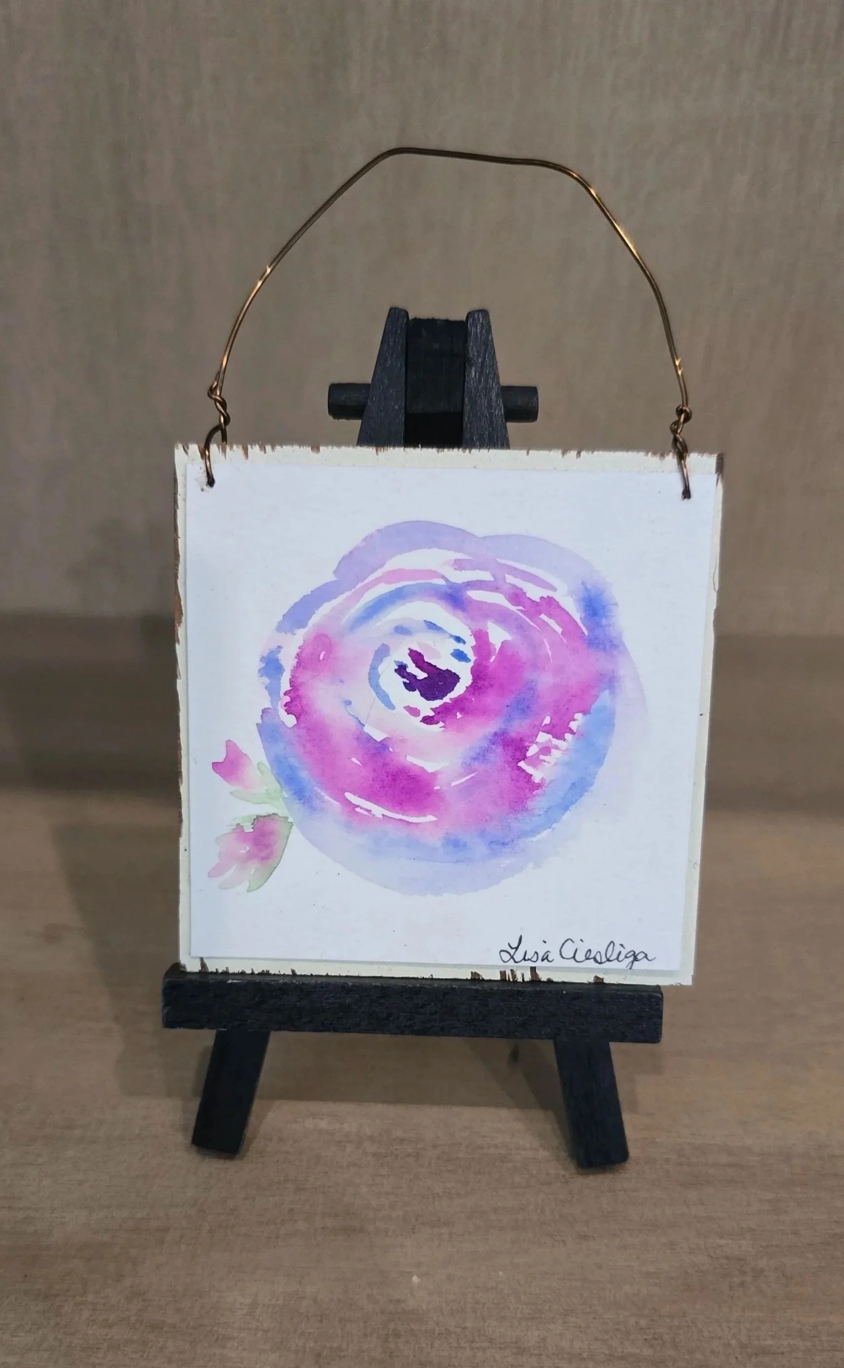 Original Watercolor Mini Wall Hanging - by my sis (Lisa)