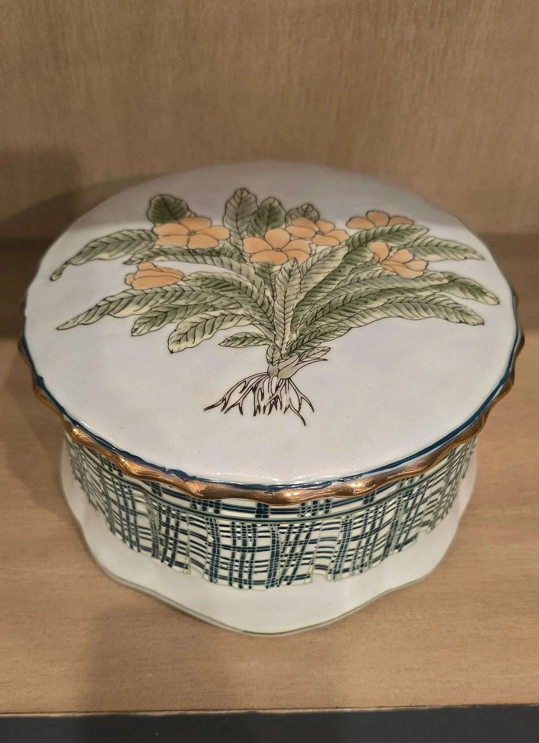 Floral Large Trinket Dish / Dresser Box